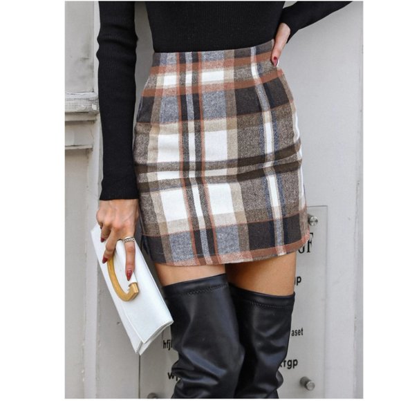Plaid Bodycon Skirt - Picture 1 of 3